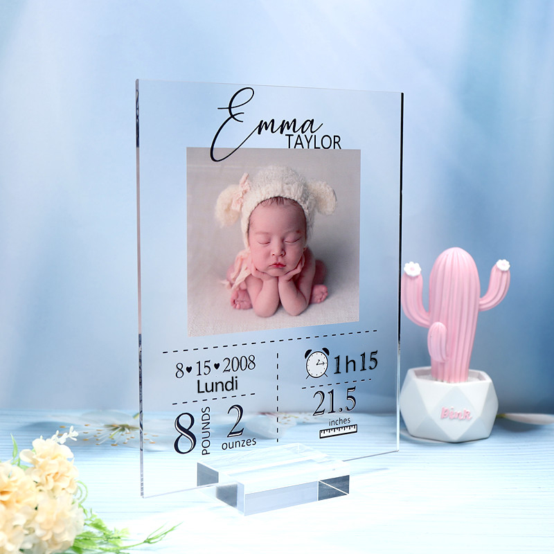Souvenir acrylique de naissance de bébé personnalisé